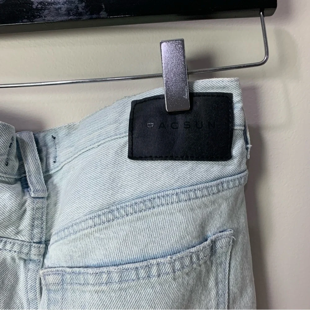 [Pacsun] Light Wash Denim Distressed Mid Rise Bermuda Jean Shorts